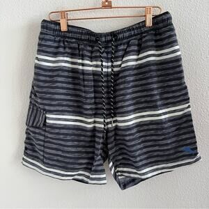 Tommy Bahama Relax Men’s Surf Shorts Gray White Stripe Medium